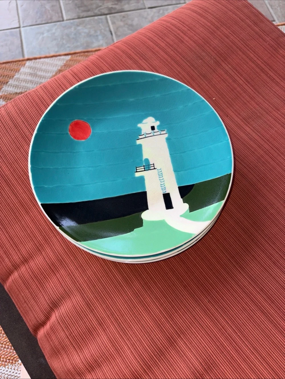 West Elm collectors dinner plates  Lighthouse Decorative Plate - Teal set of 4